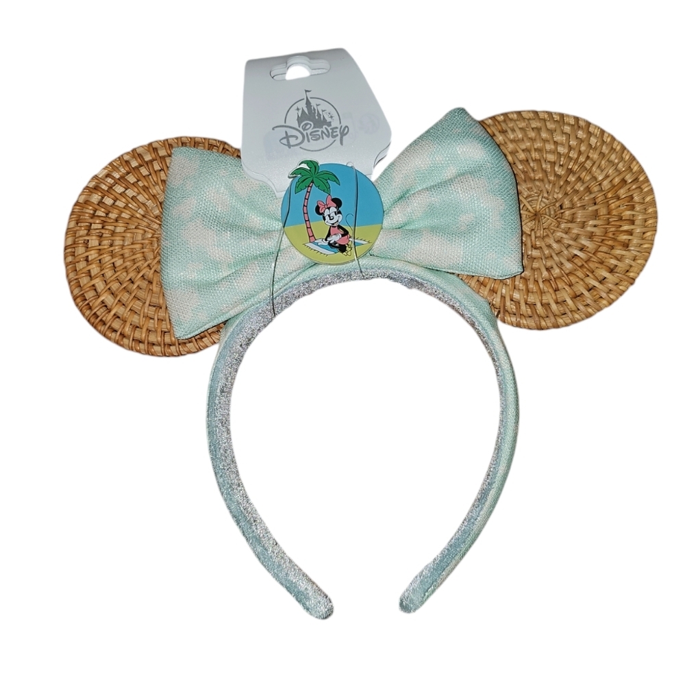 2024 Disney Parks Minnie Mouse Tropical Summer Rattan Ear Headband